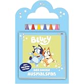 Bluey: Der gro&szlig;e Ausmalspa&szlig; - Mit 6 Wachsmalstiften!: Malblock mit Henkel und Wachsmalstiften