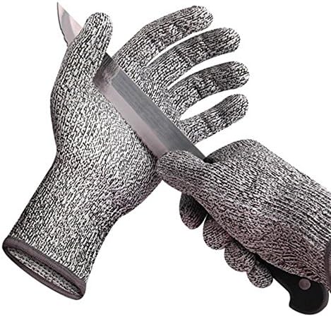Milkee Anti-Cut Gloves Level 5 Protection High Performance, Suitable for Food Use, EN388 Certification, 1 Pair (Black and Grey) Medium