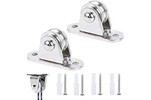 RUIKCOLL Metall Umlenkrollen, Stehblock flaschenzug, Umlenkrolle mit Duplex-Lager, Mit 4 Schrauben und 4 weißen Kunststoffhülsen, Seilrolle mit Kugellagern, Stehblock flaschenzug für seile,2 Stück,Zweierpack