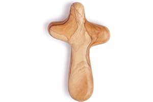 FROM THE OLIVE TREE Sustainable Handcrafted 10cm Olive Wood Smooth Comfort Holding Cross