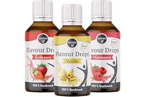 ‎BORCHERS borchers Flavour Drops Probierpaket | je 1 x Himbeere, Erdbeere und Vanille | 3 x 30 ml | 0 Kalorien | Süßstoff Flüssig | Zum Kochen und Backen | Für Getränke