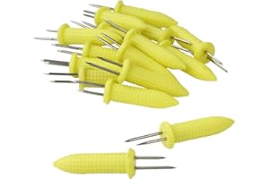 FMprofessional Maiskolben halter 16 Stk. zum einfachen Genuss von heißen, gegrillten Maiskolben – einfach die Maiskolben Spieße in die Enden des Maiskolbens stecken (Edelstahl/Kunststoff)