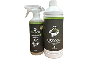 Ecodor - 1 l UF 2000 neutralizator z bukłakiem moczowym + 0,5 l UF 2000 butelka z rozpylaczem do neutralizacji zapachów powstających u zwierząt domowych, np. mocz, KOT i wiele więcej. Nie jest perfumowana!