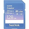 SanDisk Creator SD Card UHS-II 128 GB (For DSLR and Mirrorless Cameras, 6K Video, V60 Memory card, USH-II, Read Speeds up to 280 MB/s RescuePro Deluxe, 1 Month Adobe Creative Cloud Included)
