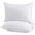 Luxury Soft Pillows for Sleeping – Set of 2 Queen Size Down Alternative Bed Pillows Hypoallergenic Cooling 800g Fiber-Filled for Side & Back sleeping50x70 cm Soft White 100% Microfiber