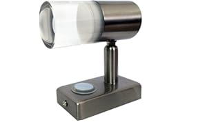 lighteu, 12V 3W A2 Foco de Techo/Pared, Acabado en níquel, luz de Lectura, Giro y Giro con Touch Switch Regulable luz Blanca/Azul cálida para yate, Caravana, RV