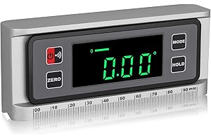 XUNTOP Inclinómetro Digital con Base Magnética de Ranura en V Ángulo Inclinómetro Eléctrico con Escala de Regla 4×90° Caja de Nivel Impermeable IP42 para Industrias de Madera, Automotriz y Maquinaria