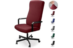 EOZAKAVOD Pokrowce na Krzesła do Biura Uniwersalne Poszewka na Krzesło Biurowe Pokrowce na Krzesła Zdejmowane Pokrowce na Siedzenia Nadaje Się do Prania Pokrowiec na Fotel Komputerowy(Bez Krzesła)(Burgundy,L)