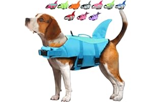 EMUST Dog Life Jackets, Dog Life Jackets for Swimming, Boating, Pool, Ripstop Life Jacket with High Buoyancy and Lifting Handle for Small and Medium Breeds, M, Pool Blue