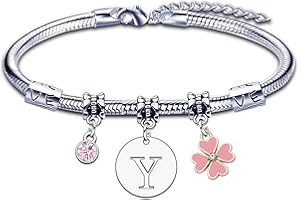 KJKJKJ A-Z 26 Lettera Iniziale Ciondolo Bracciale Donne Natale Regalo Personalizzazione Idee Regalo di Compleanno Bracciale,Figlia Sorelle Amici Amante Compleanno Natale Laurea Regalo Bracciale