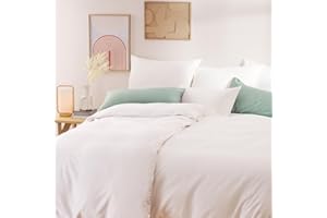 ‎BLUMTAL Blumtal Mako Satin Bettwäsche 135 x 200 & 40x80 cm Kissenbezug Weiß - Oeko Tex Zertifizierte Satin Bettwäsche aus 100% Baumwolle - Edle Glanzoptik Bettwäsche 135x200 Satin mit Reißverschluss