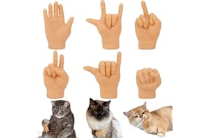 GADITIEK 6Pcs Tiny Hands for Cats, Funny Mini Hands for Cats, Premium Rubber Finger Tips Cat Hand for Gag Gifts, Mini Hand Finger Puppets for Puppet Show, Gag Performance