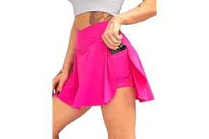 HAWILAND Women Tennis Skirt Athletic Skirts with Shorts Pleated Skirt with 2 Pockets V Waist Skort Workout Golf Skorts