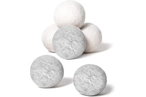 ENENES Wool Dryer Balls 3 Gray and 3 White Wool Felt Ball Natural Fabric Softener Laundry Dryer Ball Ecofriendly & Organic & Reusable (2.75inch)