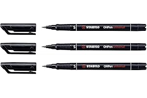 Stabilo Ohpen Universal Permanent S 0.4 mm Felt Pens Pack of 3 Black