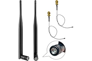 KHIYQILO Antenne WiFi RP-SMA Double Bande 6dBi 2.4GHz 5.8GHz, 6dbi Antenne pour Caméra IP sans Fil, Véhicules, Routeurs WiFi, Drones etc