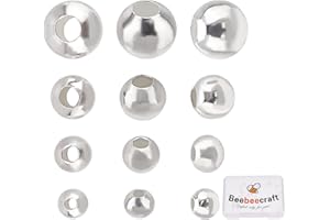 Beebeecraft 40 pcs 4 Tailles de Perles Entretoises en Argent 925 Perles Rondes en Argent Sterling pour la Fabrication de Bijoux en Vrac(2 mm 2.5 mm 3 mm 4 mm)