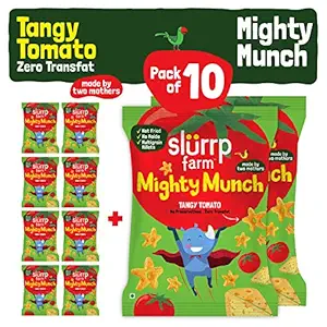 Slurrp Farm Healthy Not Fried Ragi Snacks |Mighty Puff, Tangy Tomato Pack of 10*20g (Not-Fried Ready