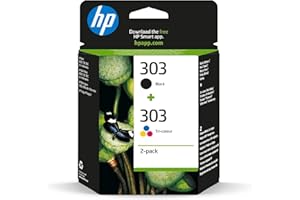 HP 303 Black/Tri-color Original Ink Printer Cartridges Combo (3YM92AE) - Works with: HP ENVY Photo 6220, 6230, 6234, 7120, 7134, 7830, ENVY Inspire 7220e, 7221e, 7224e, 7920, 7924e, Tango X Printers