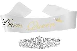 BRIGHTFUFU Graduation Party Crown Och Sash För Prom Queen Utsökt Dekoration För Festligheter Vit För Bröllop Cosplay Och Fotoprop