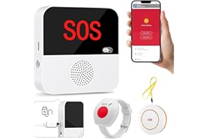 WIOONI Salvavita Anziani, Pulsante di Emergenza WiFi per Anziani Bracciale di Emergenza Sistema di Allarme di Emergenza per Anziani Pazienti Disabili (Supporto solo 2.4GHz Wi-Fi)