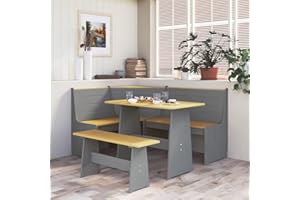 Willood 3-TLG. Eckbank Eckbankgruppe für Esszimmer Küchegruppe Reine Honigbraun Grau Massivholz Kiefer