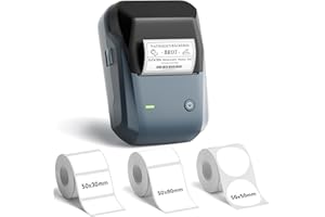 NIIMBOT B1 Bluetooth Etikettendrucker mit 3 Etiketten, Breite wasserfeste Etiketten, Vielseitige App mit 30 Schriftarten und über 1500 Icons, Etikettiergerät für Einzelhandel, Büro, Organisation