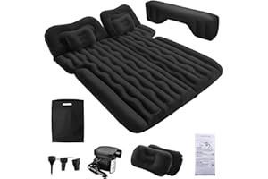FORMIZON Materasso Auto, 180 * 140cm Materasso Gonfiabile Macchina, Letto Gonfiabile Auto con Pompa ad Aria e 2 Cuscini per SUV più Spesso Letto per Viaggi in Campeggio All'aperto (Nero)