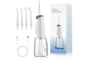 Anluomania Irrigador Bucal, Irrigador Dental Portatil, Water Flosser, 4 Boquillas 5 Modos, Irrigador Dental Inalámbrico, IPX7 Impermeable USB Recargable, Para Limpieza Dientes, Para Hogar y Viajes