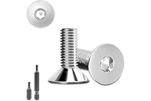 STELLARILL 60 Stk Senkkopfschrauben M5x16mm Edelstahl Innensechskant M5 Edelstahlschrauben DIN 7991/ISO 10642 Senkkopf Schrauben Steckdose Gewindeschrauben Senkschraube mit 2 Stk Sechskant Schrauberkopf(Silber)