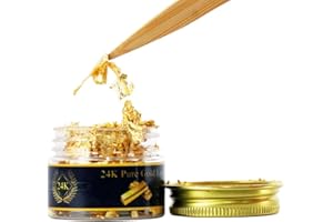 KINNO 24K Edible Gold Leaf Flakes, 25mg Genuine Gold Flakes Decorative Dishes, Pure Gold Leaf for Cakes Decoration, Health & Spa