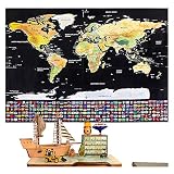 【Fácil de rascar:】 Rasca la mapa del mundo sin ninguna preocupación con el plectro de la guitarra y una goma de borrar para limpiar huellas