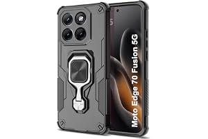 TheGiftKart Tough Armor Bumper Back Case Cover for Motorola Moto Edge 70 Fusion 5G | Ring Holder & Kickstand in-Built | 360 Degree Protection Back Case Cover for Moto Edge 70 Fusion (PC & TPU, Black)