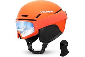 VCOROS Casque de Ski avec Lunettes de Ski Masque Casque de Snowboard avec Détachable Cache Oreilles pour Unisexe Anti-Vent Anti-UV Casques de Neige pour Snowboard