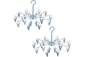 Hejo stendibiancheria pieghevoli con 32 clip, rotazione a 360°, per vestiti, cappelli, sciarpe e asciugamani