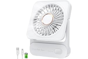AJGVQ Ventilatore da Tavolo, 3 Velocità Ventilatore USB Ricaricabile di 2000mAh Batteria, Piccolo ma Potente, Ventilatore Scrivania Silenzioso, Ventilatore Portatile per Viaggio, Interno, Esterno, Regalo