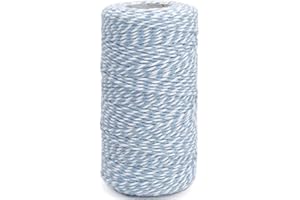 LEECOGO Cotton Twine Light Blue Baker String 2mm Thick 328 Feet Christmas Twine for Gift Wrapping DIY Crafts Home Decoration Gardening