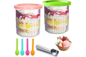 DANNEEFORSU7 Contenitore per Gelato, 2 pezzi Contenitore per Creami, Contenitore Creami per Macchina da Gelato Creami, per Casa, Bambino, Appartamento, Accessori da Cucina, Lavabili In