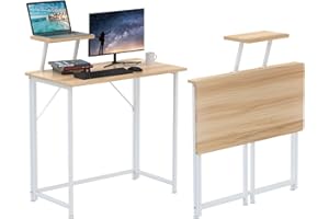 Lvhecforhm Mesa Escritorio Plegable, Roble Mesa de Oficina Plegable con Soporte pequeño, para Ordenador, Pequeño Mesa Ordenador Plegable Escritorios portátiles para Estudio, Casa Oficina 80x45.5x74cm