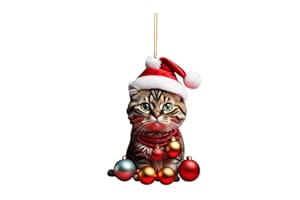 DONDOWN Niedlicher Acryl Katze Anhänger Cartoon Weihnachten Deko Weihnachtsbaum Anhänger Weihnachtsbaumschmuck Ornament Funny Auto Anhänger (C, 8cm)
