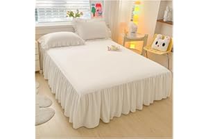 LNNXSZ Lenzuolo con mantovana giroletto con volant Elegante gonna da letto principessa Coprimaterasso antiscivolo Lenzuolo in pizzo arricciato Copriletto Protettore Copriletto for la casa Gonna letto(WHITE,1