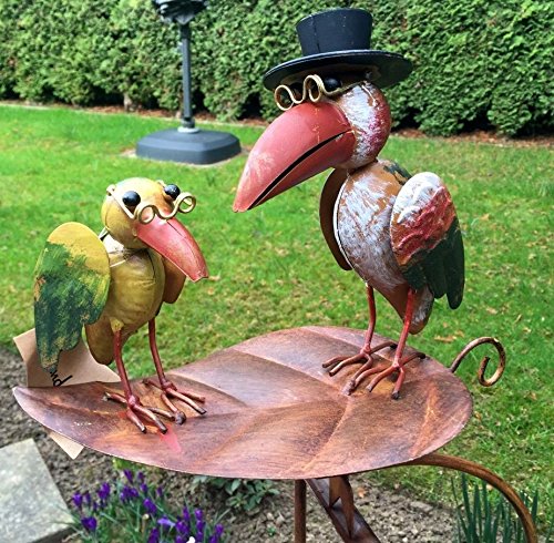 WINDSPIEL WIPPE ° GARTENSTECKER ° RABE MIT HUT ° VOGEL° METALL° BUNT ° H 135cm - 4