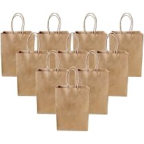 10x Geschenktüten Aus Kraftpapier Mit Fenster & Henkel – Braun, 25x18x13 Cm, Wiederverwendbar