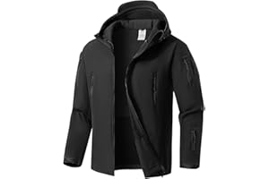 WINKEEY Giacca da Uomo Giacca Softshell con Cappuccio Autunno Invernale Giacca esterna impermeabile e antivento foderata in pile caldo