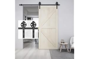 BARNSMITH 6FT 180cm Sliding Door Kit Heavy Duty Steel Sliding Door Track for Single Wooden Barn Wardrobe Interior Door, Big Spoke Wheel Roller Hanger