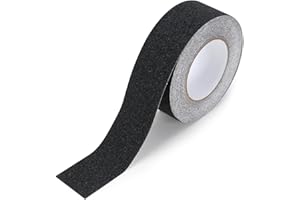 LXYANW Cinta Antideslizante Negra, 5 cm x 10 m Cinta Adhesiva Antideslizante Escaleras, Cinta Autoadhesiva de seguridad, Alta Tracción Fuerte Apretón Abrasivo para interiores y exteriores