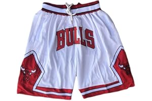 HANJIAJKL Retro Pantalones Cortos de Baloncesto,Chicago Bulls Shorts Baloncesto Uniformes para Fan,Blanco,M
