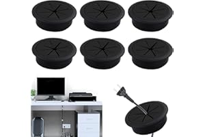 AHLMA 6 Piezas Escritorio Tapa Pasa Cables para Escritorio como Embellecedor Pasa Cables Agujero Mesa de Diámetro 60 mm Organizador de Cables(Negro)