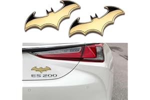 SHUOHONG 2 Piece 3D Batman Insignia Pegatina, Emblema Adhesivo 3D, Pegatinas de Metal, 3D Bate de Acero Inoxidable Insignia Emblema Adhesivo para Coche, Calcomanía Exterior para SUV/Camión (Oro)