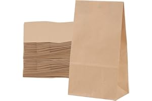 JOIKIT 150 PCS 12 x 7 x 21cm Brown Paper Bags, Kraft Paper Lunch Bags No Handles, Sandwich Bag for Bread, Candy